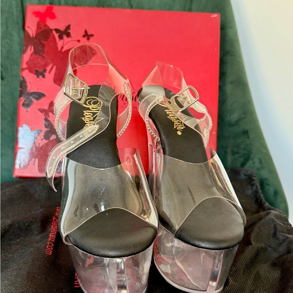 Pleaser Aspire 608 Pole Dance Dancing Shoes 6" Clear Lucit Pleasers - Picture 2 of 8